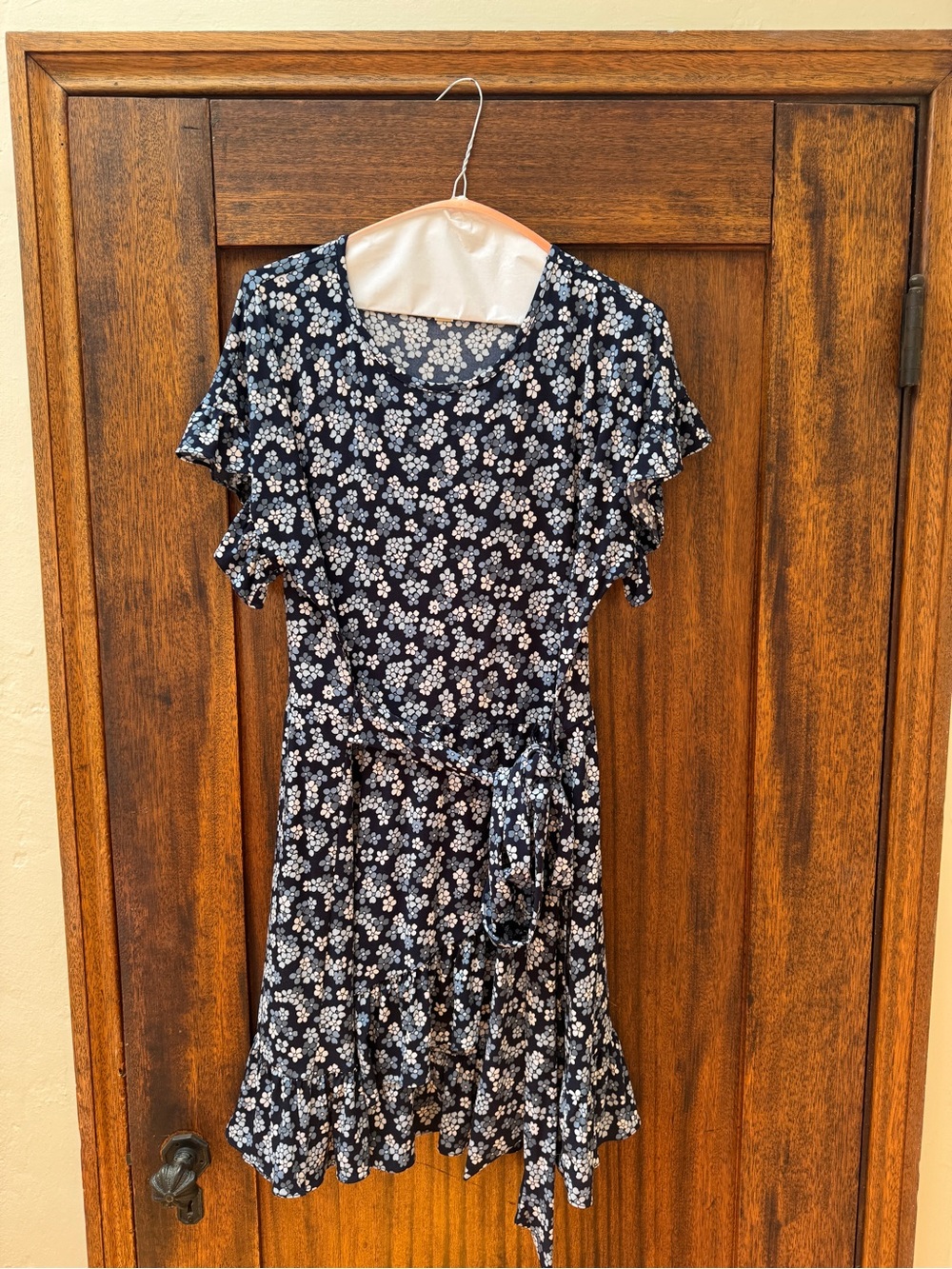 Michael‎ Kors Navy Floral Tie-Waist Mini Dress